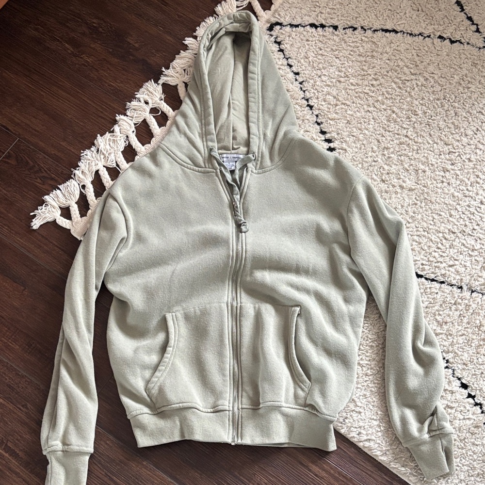 Light Sage Zip-Up Hoodie Sweatshirt